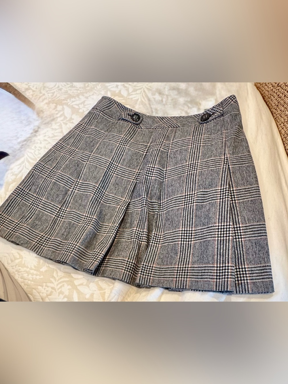 Etcetera Charcoal Plaid Pleated Skirt
